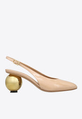 Ferragamo Tessie 70 Spherical Heel Leather Slingback Pumps Beige 01K443 TESSIE 70 784880 AMARETTI