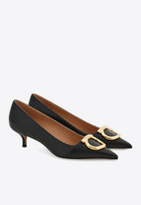 Ferragamo Lara 40 Gancini Leather Pumps Black 01K451 LARA 40 784793 NERO