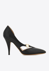 Ferragamo Moreen 95 Gancini Leather Pumps Black 01K456 MOREEN 95 784934 NERO