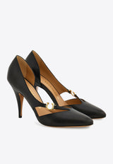 Ferragamo Moreen 95 Gancini Leather Pumps Black 01K456 MOREEN 95 784934 NERO