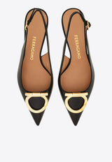 Ferragamo Sara 40 Maxi Gancini Slingback Pumps Black 01K497 SARA 40 784806 NERO