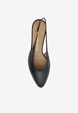 Ferragamo Tessie 40 Spherical Heel Leather Slingback Pumps Black 01K514 TESSIE 40 1 784884 NERO