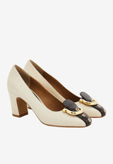 Ferragamo Oxide 70 Belt Strap Leather Pumps Cream 01K953 OXIDE 70 790021 MASCARPONE