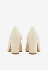 Ferragamo Oxide 70 Belt Strap Leather Pumps Cream 01K953 OXIDE 70 790021 MASCARPONE