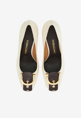 Ferragamo Oxide 70 Belt Strap Leather Pumps Cream 01K953 OXIDE 70 790021 MASCARPONE