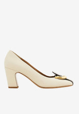 Ferragamo Oxide 70 Belt Strap Leather Pumps Cream 01K953 OXIDE 70 790021 MASCARPONE