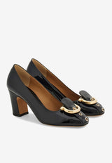 Ferragamo Oxide 70 Belt Strap Patent Leather Pumps Black 01K953 OXIDE 70 790451 NERO