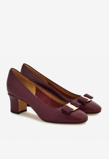 Ferragamo Vara 55 Calf Leather Pumps Plum 01L116 VARA 55 791508 PLUM