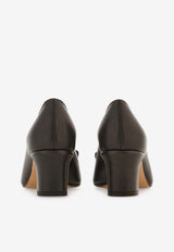 Ferragamo Vara 55 Calf Leather Pumps Dark Brown 01L116 VARA 55 794388 T MORO