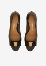 Ferragamo Vara 55 Calf Leather Pumps Dark Brown 01L116 VARA 55 794388 T MORO