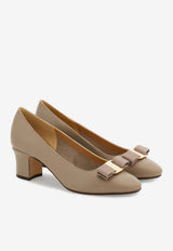 Ferragamo Vara 55 Calf Leather Pumps Taupe 01L116 VARA 55 794389 WARM TAUPE (GLAM 2731)