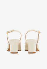 Ferragamo Vetty 55 Patent Leather Slingback Pumps Cream 01L130 VETTY 55 790740 MASCARPONE