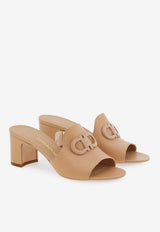 Ferragamo Rexy 55 Gancini Leather Mules Beige 01L195 REXY 55 790344 AMARETTI