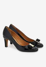 Ferragamo Carla 70 Vara Bow Pumps in Patent Leather Black 01L218 CARLA 70 20 790800 NERO