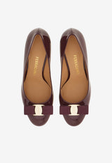 Ferragamo Carla 70 Vara Bow Pumps in Patent Leather Plum 01L218 CARLA 70 20 790803 PLUM