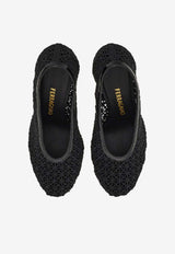 Ferragamo Sol 95 Macramé Pumps Black 01L405 SOL 95 790215 NERO