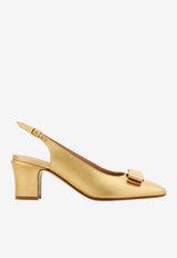Ferragamo Vetty 55 Laminated Leather Slingback Pumps Gold 01L414 VETTY 55 1 790860 GOLD LUX FONDO BEIGE IN TINTA
