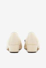 Salvatore Ferragamo Vara Q 30 Quilted Leather Pumps Cream 01M832 VARA Q 774951 MIDNIGHT