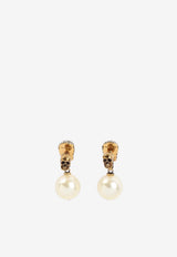 Pave Skull Pearl Earrings