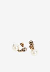 Pave Skull Pearl Earrings
