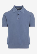 Ribbed Knit Polo T-shirt