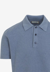 Ribbed Knit Polo T-shirt
