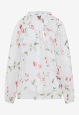 بلوزة من الحرير بنقشة زهور