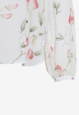 بلوزة من الحرير بنقشة زهور