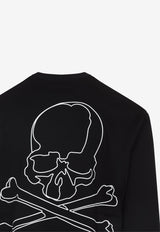 Foamy Skull Print Long-Sleeved T-shirt