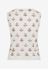 Floral-Embroidered Knit Top