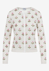 Floral-Embroidered Knit Cardigan