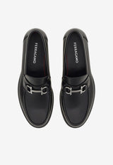 Ferragamo Fort Gancini Leather Loafers 021606 FORT 778767 NERO