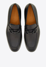 Ferragamo Foster Gancini Ornament Leather Loafers Black 021669 FOSTER 768931 BLUE GRAPHITE