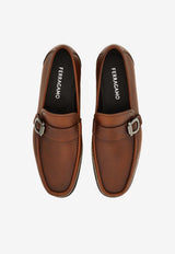 Ferragamo Caspian Leather Loafers Brown 027963 CASPIAN 791767 NATURALE/MIDBROWN