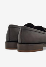 Ferragamo Benedict Gancini Leather Loafers 029276 BENEDICT 778841 HICKORY