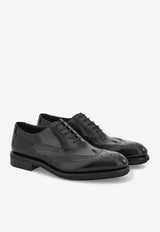 Salvatore Ferragamo Baltimora Lace-Up Brogue Shoes Black 029596 BALTIMORA 778816 NERO