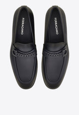Ferragamo Antigua Gancini Leather Loafers Gray 02A018 ANTIGUA 784418 DARK RAIN