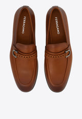 Ferragamo Antigua Gancini Leather Loafers Brown 02A018 ANTIGUA 784419 NATURALE