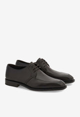 Ferragamo Trenton Calf Leather Derby Shoes Dark Brown 02A763 TRENTON 792757 T MORO