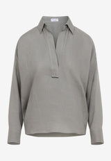 V-neck Long-Sleeved Blouse