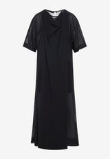 Sheer Draped Midi Dress