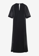 Sheer Draped Midi Dress