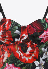 Floral Satin Midi Sheath Dress