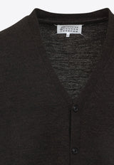 Wool Cardigan with Suede Elbow Patch