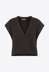 Lurex Sleeveless Cropped Cardigan