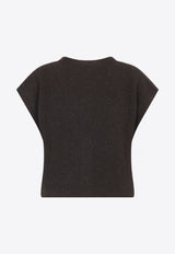 Lurex Sleeveless Cropped Cardigan