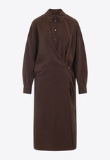 Straight Collar Twisted Midi Dress