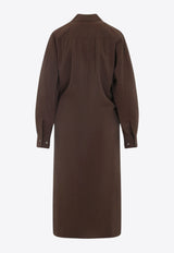 Straight Collar Twisted Midi Dress