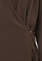 Straight Collar Twisted Midi Dress