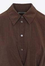 Straight Collar Twisted Midi Dress